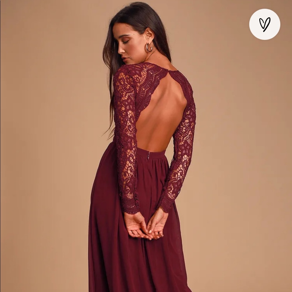 Lulu’s Awaken My Love Burgundy Long Sleeve Dress